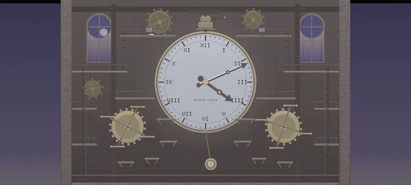 Clock Tower: a huge clock face with gears and ledges.